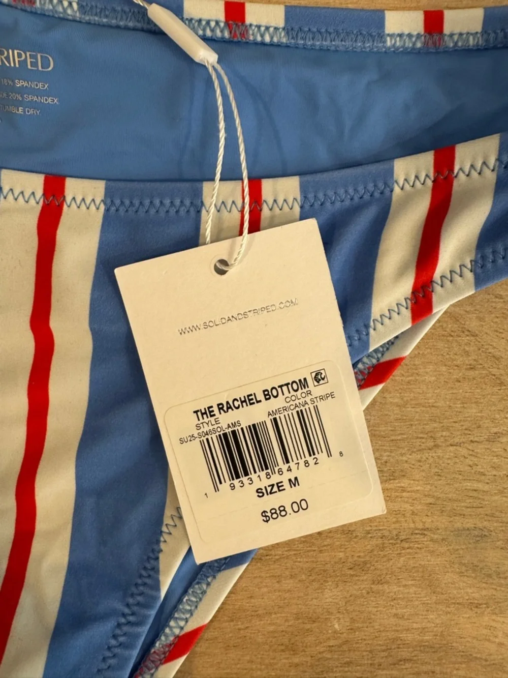 NWT SOLID & STRIPED Blue, White & Red Striped Bikini Set - Picture 4 of 5